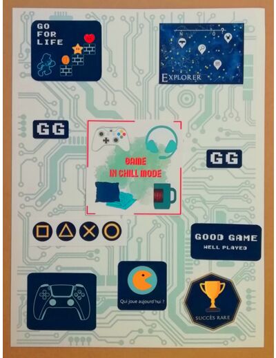 Planche de stickers Gaming - Le coin des affaires