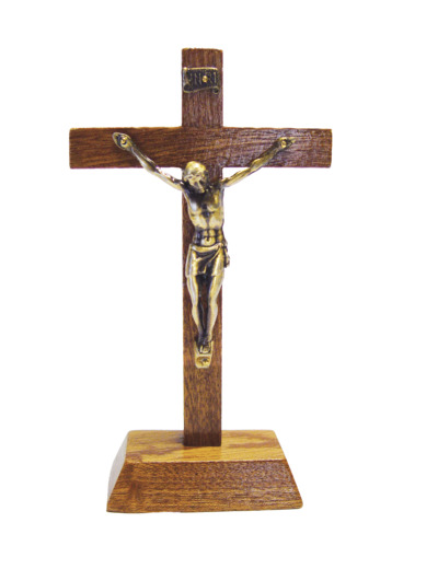 Crucifix en Bois sur Pied 34.5cm avec Christ