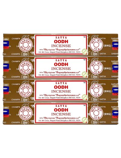 Encens Satya OODH - Bois De Oudh - 4 boites de 15 gr