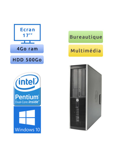 Hp 8200 Elite SFF - Windows 10 - G630 4GB 500GB - Ecran 17  - PC Tour Bureautique Ordinateur