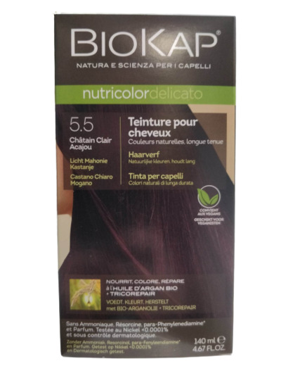 Coloration Nutricolor Delicato 5.5 Châtain Clair Acajou-140 ml-Biokap