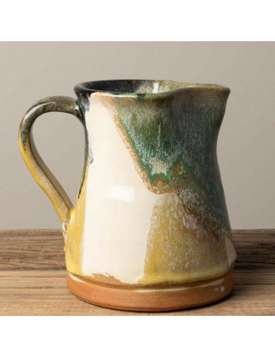 Pichet exotique coloré émaillé 18x14x16cm