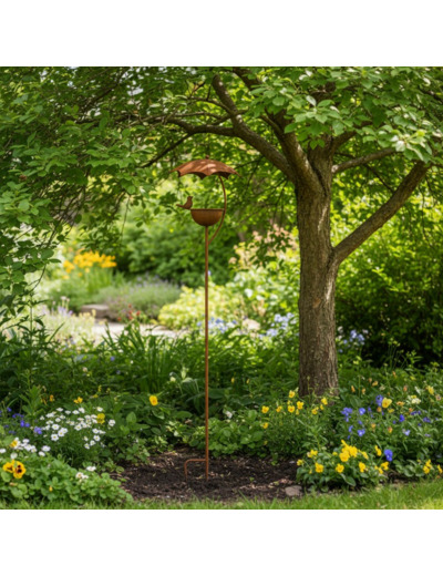 Mangeoire oiseaux fer à planter 22x120cm