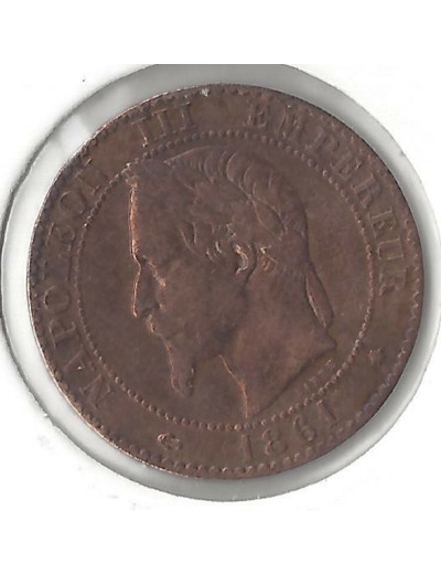 FRANCE 2 CENTIMES NAPOLEON III 1861 A  sous 1  TTB