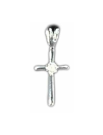 Croix en Argent 925 9x17mm avec Oxyde de Zirconium