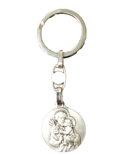 Porte-Clefs en Métal Argenté 26mm - JOSEPH/CHRISTOPHE