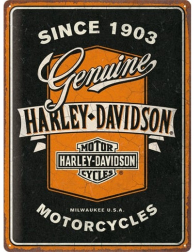 Plaque métal Harley-Davidson – Genuine Motorcycles Ribbon - 30 x 40 cm - NA23360