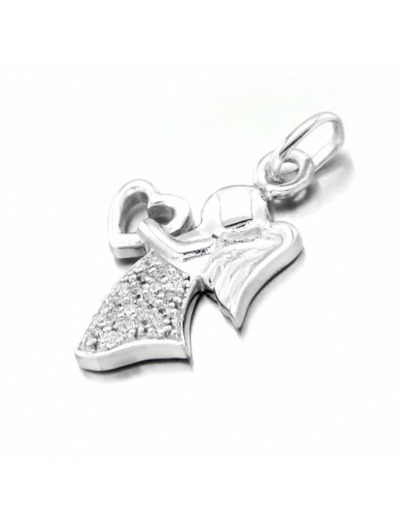 Pendentif en Argent 925 - ANGE COEUR 20mm