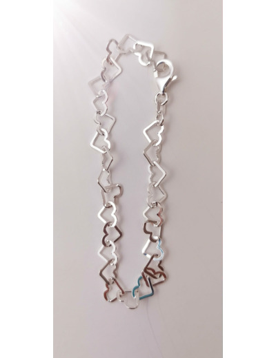 Bracelet en Argent 925 - COEURS 80 19CM