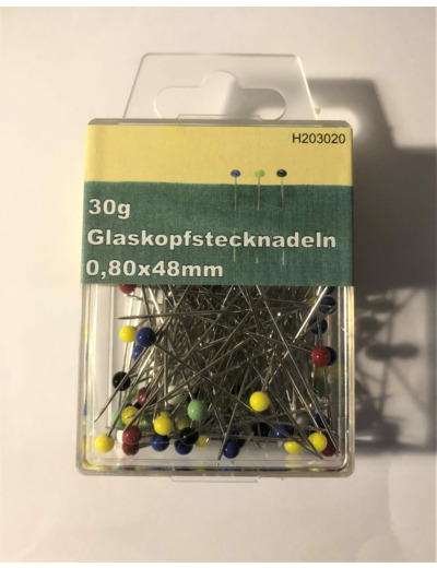 Epingles tête verre 0.80*48mm H203020