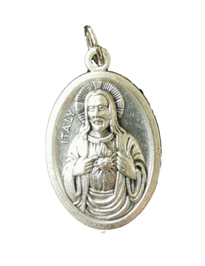 Médaille 22mm Ovale en métal argenté - SACRÉ COEUR