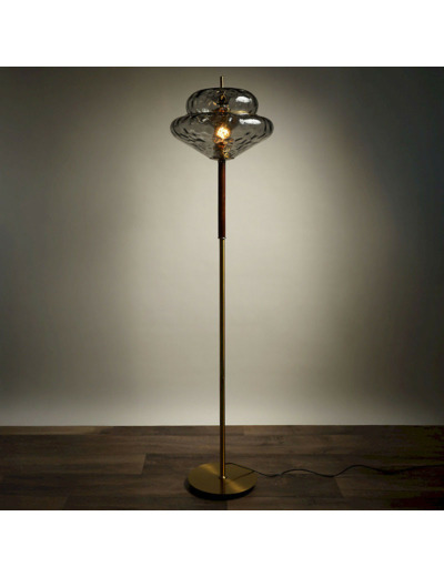 Lampadaire Osana Led Verre fumée gris métal 45x45x160cm