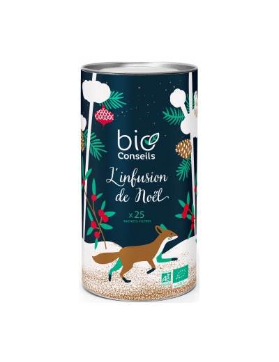 Infusion de Noël bio boîte décorée de 25 sachets