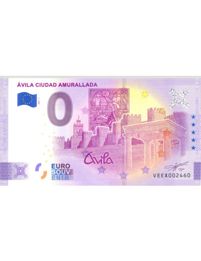 ESPAGNE 2021-1 AVILA CIUDAD AMURALLADA BILLET SOUVENIR 0 EURO ANNIVERSAIRE