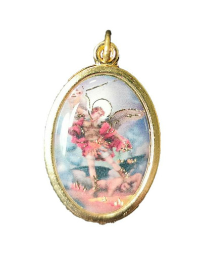 Médaille 22mm en Métal Doré avec Résine  - ST MICHEL