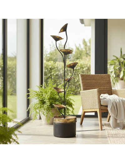 Grande fontaine à feuilles fer 32x32x124cm