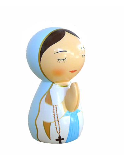 Statue Marie prière en bois tourné 10x5cm