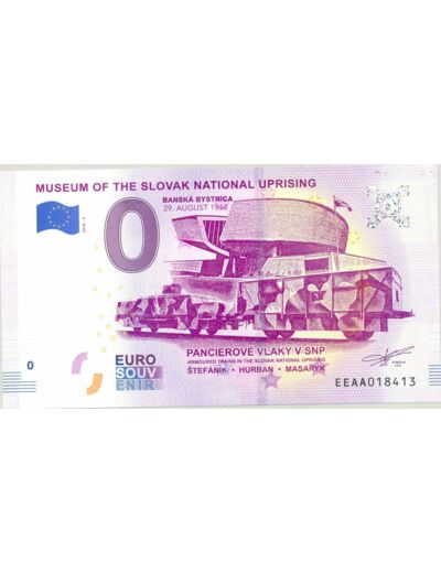 SLOVAQUIE 2018-2 MUSEUM OF THE SLOVAK NATIONAL UPRISING BILLET SOUVENIR 0 EURO