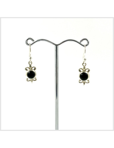 Boucles d'oreilles Onyx et Argent Massif