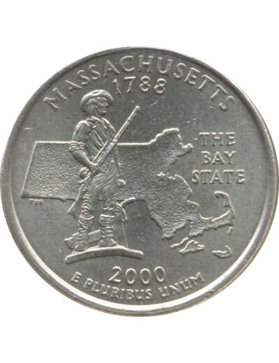 AMERIQUE ( U.S.A ) QUARTER DOLLAR (1/4 DOLLAR) 2000 P MASSACHUSSETTS TTB+