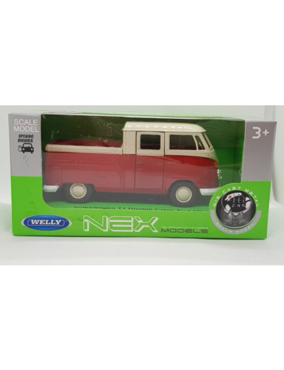 VOLKSWAGEN T1 DOUBLE CABIN PICK UP COMBI ROUGE WELLY NEX 1/34 1/39 BOITE NEUF