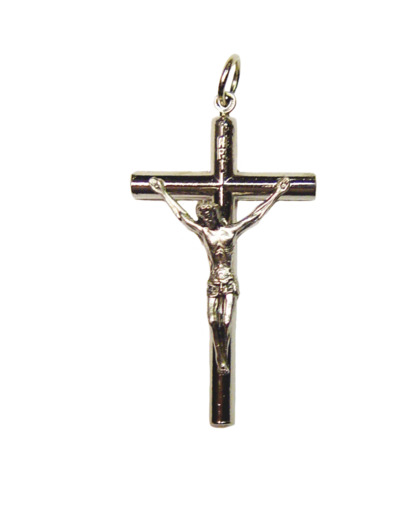 Croix 27mm en Métal Argenté Avec Christ