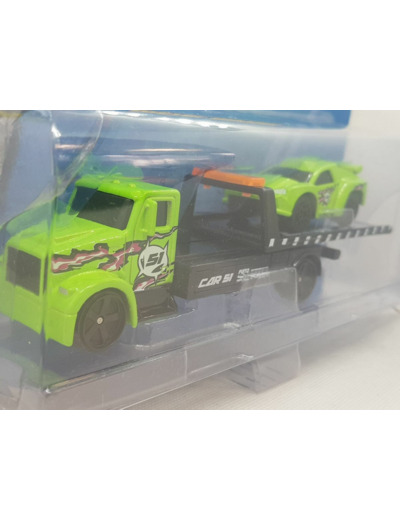 MAISTO METAL MOVERS DEPANNEUSE ET VOITURE VERT FLUO