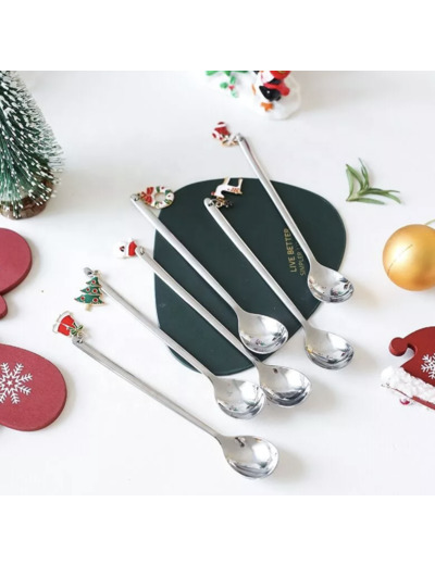 Cuillère argentée déco Noël