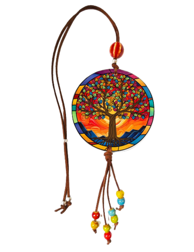 Pendentif pour voiture Acrylique D88mm - ARBRE DE VIE