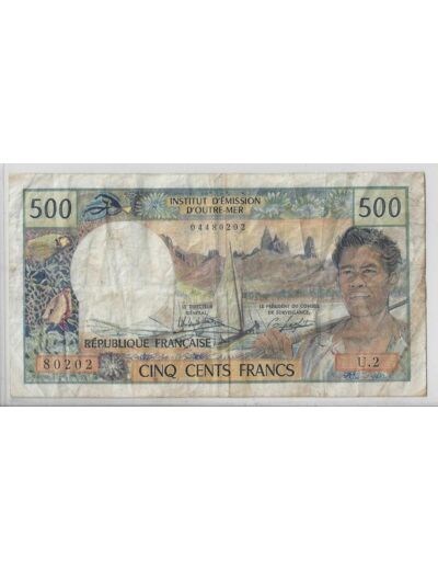 TAHITI PAPEETE 500 FRANCS ND 1983 Serie U.2  TB+