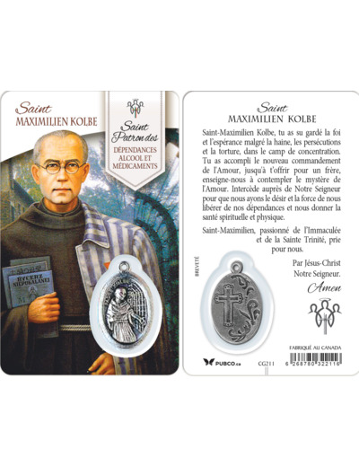 Carte-prière avec insertion ST GUERISSEUR - ST MAXIMILIAN