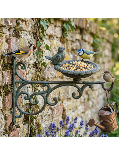 Mangeoire oiseau potence murale 22x13x28cm