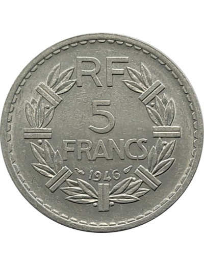 FRANCE 5 FRANCS LAVRILLIER ALUMINIUM 1946 SUP (G766)