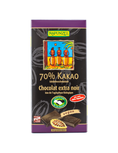 Tablette de Chocolat Extra Noir 70% de Cacao Bio 80g