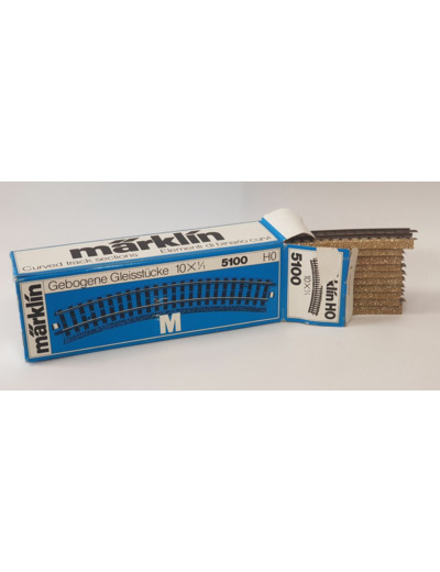MARKLIN 5100 - BOITE DE 10 ELEMENTS DE VOIE COURBE RAIL BOITE D'ORIGINE BLEUE