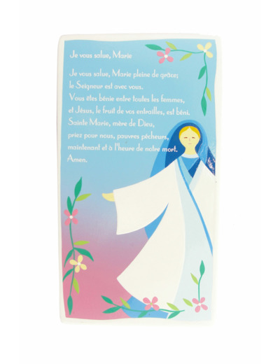 Prière Je Vous salue Marie bleue 8.5x15cm