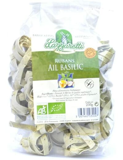 Ruban aux oeufs basilic ail 250g LAZZARETTI SAPA