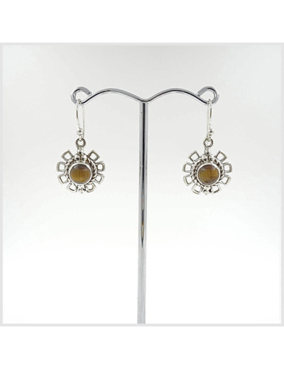 Boucles d'oreilles Oeil de tigre et Argent Massif