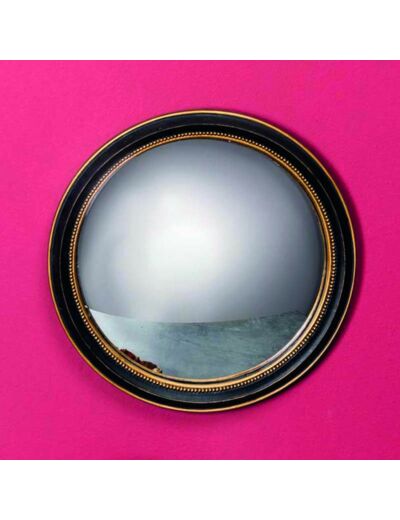 Miroir convexe noir doré 27cm