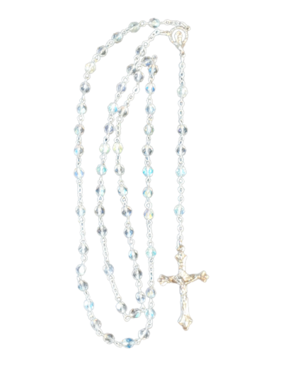 Chapelet Perles en Verre Sur Chaine Argentée - CRISTAL