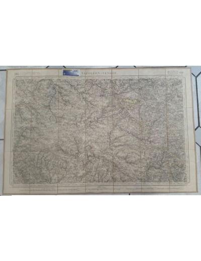 CARTE ROUTIERE AVEC SON FOURREAU N°130 NAPOLEON VENDEE 1874 DEPLIANTE ENTOILEE