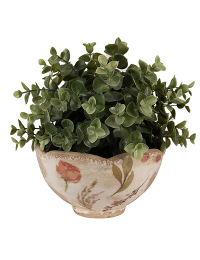 Pot de fleurs ondulé céramique beige rose 9x16x16cm