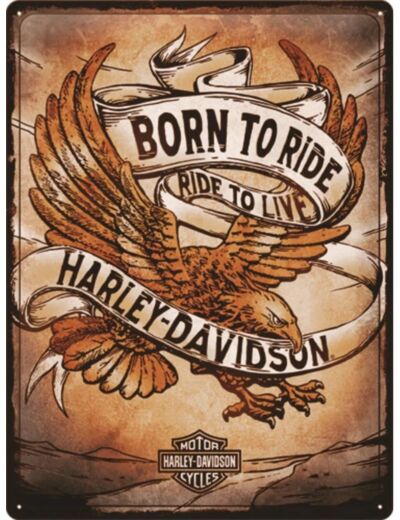 Plaque métal HARLEY-DAVIDSON Born To Ride - 30 x 40 cm - NA23317