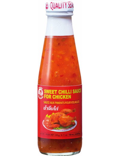 Cock Sauce chili sucrée pour poulet, épicé moyen, cuisine thaïlandaise authentique, végétalienne, halal et sans gluten - 1 x 180 ml