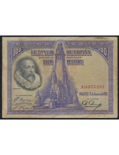 ESPAGNE 100 PESETAS 15-08-1928 SERIE A 295 TB+