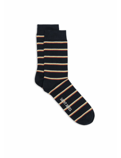 Chaussettes rayées tricolores en coton