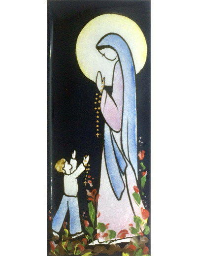 Vierge du chapelet Garçon 15,5X6,5cm - EMAUX DU LIBAN