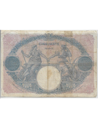 FRANCE 50 FRANCS BLEU ET ROSE SERIE Y.2874  8-2-1906 TB