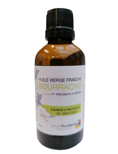 Huile vierge fraiche de Bourrache-50ml-Daniel Rouillard