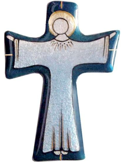 Croix simple bleu 10,9X7,6cm - EMAUX DU LIBAN
